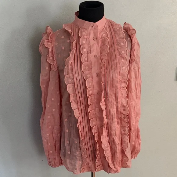 Zimmermann Mae Ruffled Ramie Shirt co NWT AUS 0=US 4 - Picture 2 of 14